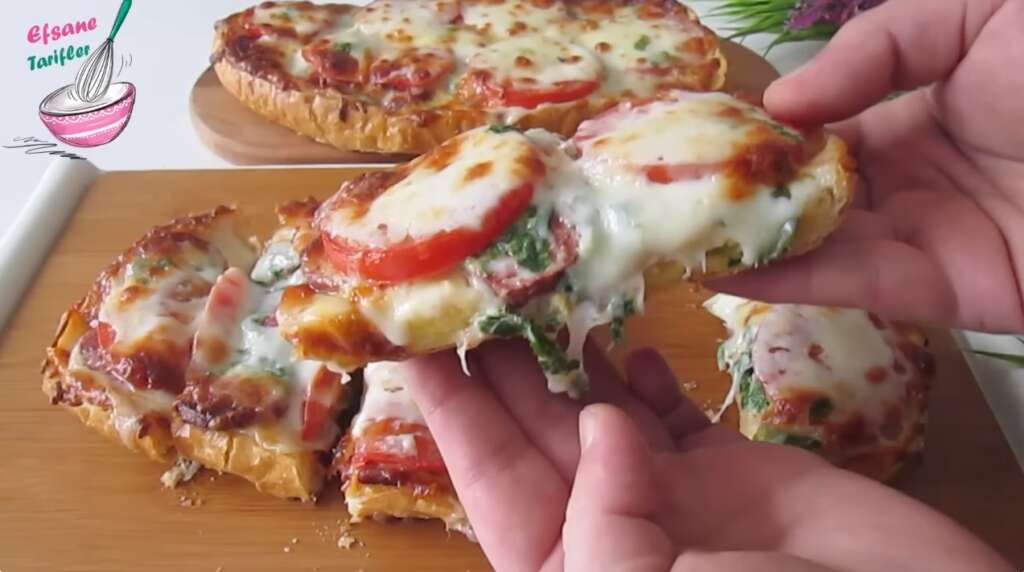 kaşarlı sucuklu ekmek pizzası